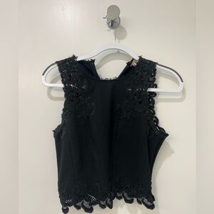 Rebecca Taylor Black Lace Trim Blouse Size 4